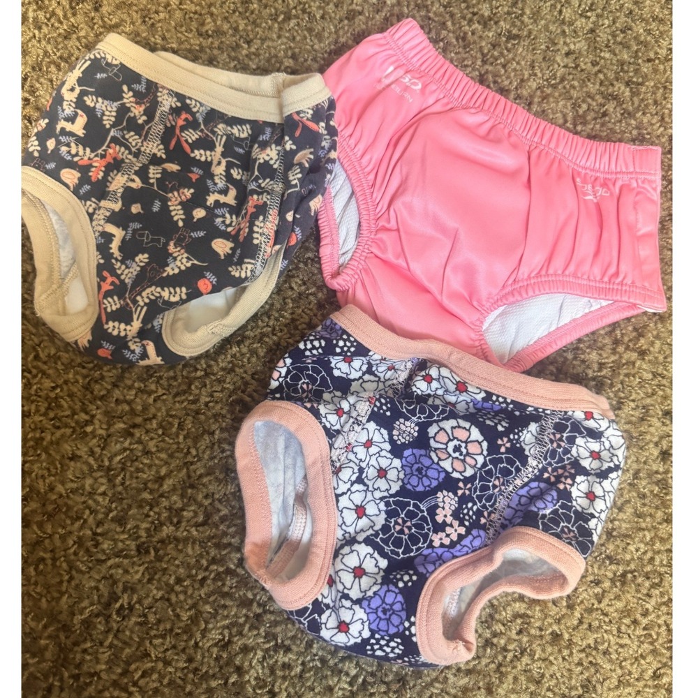 MooMoo Baby Training Pants & Speedo Swim Diaper Set 2T Floral Pink Rainbow